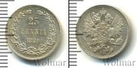 Монета 1881 – 1894 Александр III 25 пенни Серебро 1890