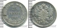 Монета 1881 – 1894 Александр III 25 пенни Серебро 1894