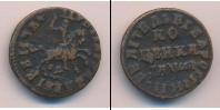Монета 1689 – 1725 Петр I 1 копейка Медь 1714