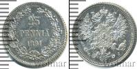 Монета 1881 – 1894 Александр III 25 пенни Серебро 1891