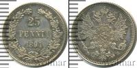 Монета 1881 – 1894 Александр III 25 пенни Серебро 1894
