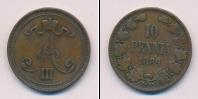 Монета 1881 – 1894 Александр III 10 пенни Медь 1889
