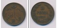 Монета 1881 – 1894 Александр III 10 пенни Медь 1890