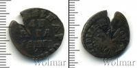 Монета 1689 – 1725 Петр I 1 деньга Медь 1713