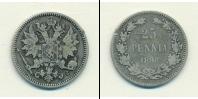 Монета 1881 – 1894 Александр III 25 пенни Серебро 1890