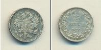 Монета 1881 – 1894 Александр III 25 пенни Серебро 1890