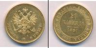 Монета 1881 – 1894 Александр III 20 марок Золото 1891