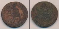 Монета 1762 – 1796 Екатерина II 5 копеек Медь 1782