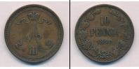 Монета 1881 – 1894 Александр III 10 пенни Медь 1890