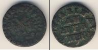 Монета 1689 – 1725 Петр I 1 деньга Медь 1713