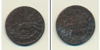Монета 1689 – 1725 Петр I 1 копейка Медь 1714