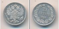 Монета 1881 – 1894 Александр III 25 пенни Серебро 1890
