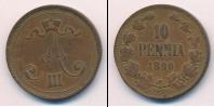 Монета 1881 – 1894 Александр III 10 пенни Медь 1890