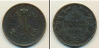 Монета 1881 – 1894 Александр III 10 пенни Медь 1889