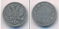 Монета 1881 – 1894 Александр III 25 пенни Серебро 1890