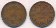 Монета 1881 – 1894 Александр III 10 пенни Медь 1889