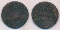 Монета 1689 – 1725 Петр I 1 копейка Медь 1714