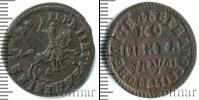 Монета 1689 – 1725 Петр I 1 копейка Медь 1714