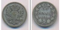 Монета 1881 – 1894 Александр III 50 пенни Серебро 1889