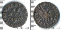 Монета 1689 – 1725 Петр I 1 деньга Медь 1714