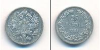 Монета 1881 – 1894 Александр III 25 пенни Серебро 1891