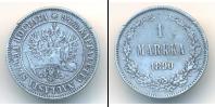 Монета 1881 – 1894 Александр III 1 марка Серебро 1890