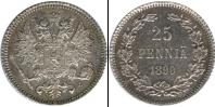 Монета 1881 – 1894 Александр III 25 пенни Серебро 1890