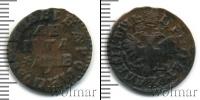 Монета 1689 – 1725 Петр I 1 деньга Медь 1712
