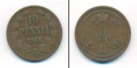 Монета 1855 – 1881 Александр II 10 пенни Медь 1866
