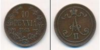 Монета 1855 – 1881 Александр II 10 пенни Медь 1865