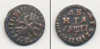 Монета 1689 – 1725 Петр I 1 деньга Медь 1713