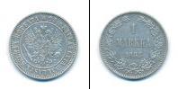 Монета 1881 – 1894 Александр III 1 марка Серебро 1893