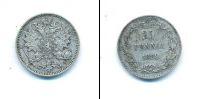 Монета 1881 – 1894 Александр III 25 пенни Серебро 1889