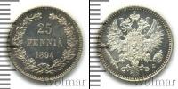 Монета 1881 – 1894 Александр III 25 пенни Серебро 1894