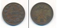 Монета 1881 – 1894 Александр III 10 пенни Медь 1890