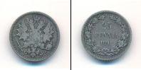 Монета 1881 – 1894 Александр III 25 пенни Серебро 1891