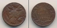 Монета 1730 – 1740 Анна Иоанновна 1 деньга Медь 1739
