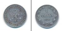Монета 1881 – 1894 Александр III 1 марка Серебро 1890