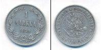 Монета 1881 – 1894 Александр III 1 марка Серебро 1890