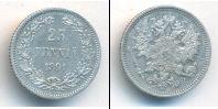 Монета 1881 – 1894 Александр III 25 пенни Серебро 1891