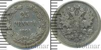 Монета 1881 – 1894 Александр III 25 пенни Серебро 1894