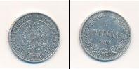 Монета 1881 – 1894 Александр III 1 марка Серебро 1890