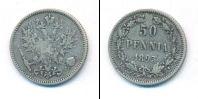 Монета 1881 – 1894 Александр III 50 пенни Серебро 1893