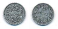 Монета 1881 – 1894 Александр III 50 пенни Серебро 1890