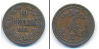 Монета 1855 – 1881 Александр II 10 пенни Медь 1866