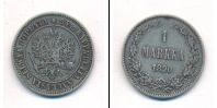 Монета 1881 – 1894 Александр III 1 марка Серебро 1890