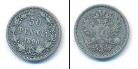 Монета 1881 – 1894 Александр III 50 пенни Серебро 1890