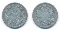 Монета 1881 – 1894 Александр III 50 пенни Серебро 1893