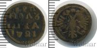 Монета 1689 – 1725 Петр I 1 полушка Медь 1721