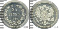 Монета 1881 – 1894 Александр III 25 пенни Серебро 1894
